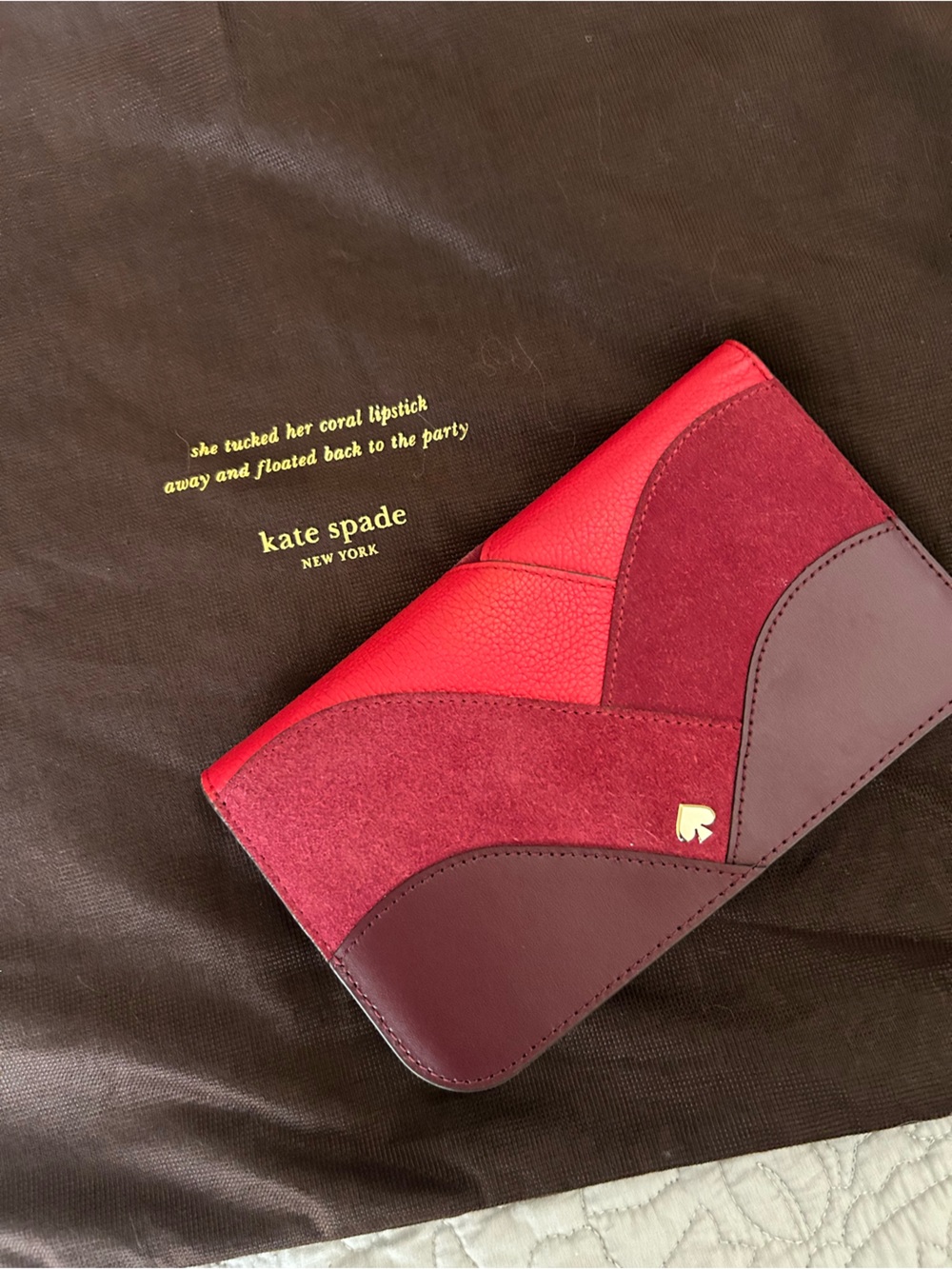 kate spade Colorblock Burgundy and Red Continental Wallet